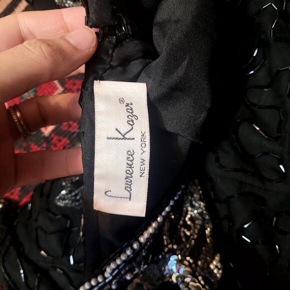 Vtg Lawrence Kazar Beaded Silk Dress Sz M - Picture 6 of 9